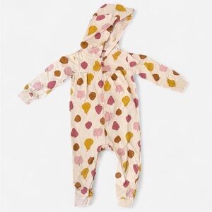 Carter's Pink Hooded One-Piece Footie with Fruit Print